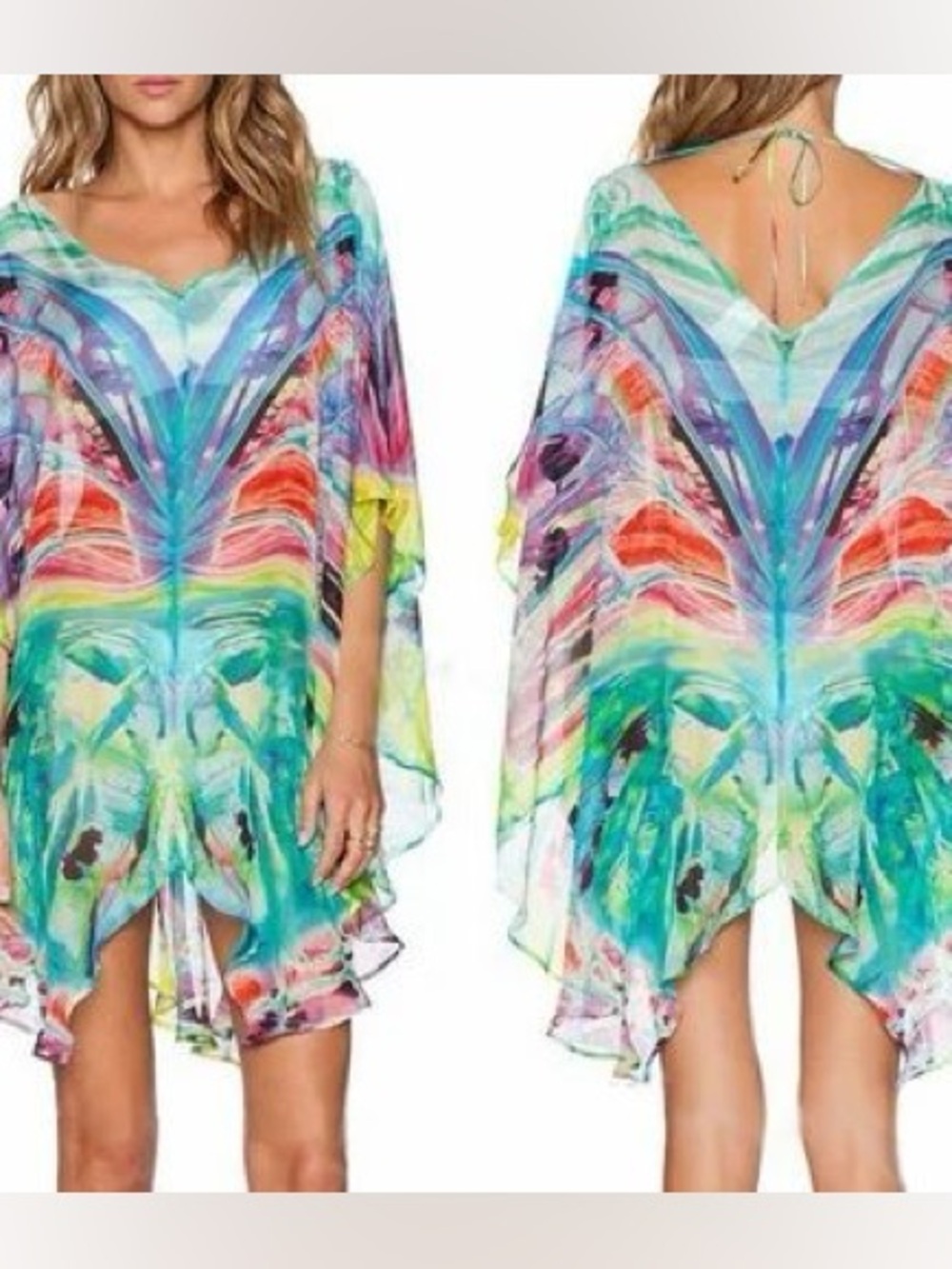 Women's Multicolor V-Neck Swim Coverup